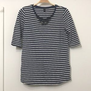 JCREW ELBOW LENGTH JEWLED BLOUSE